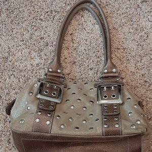 Small Kathy Van Zeeland brown and silver purse